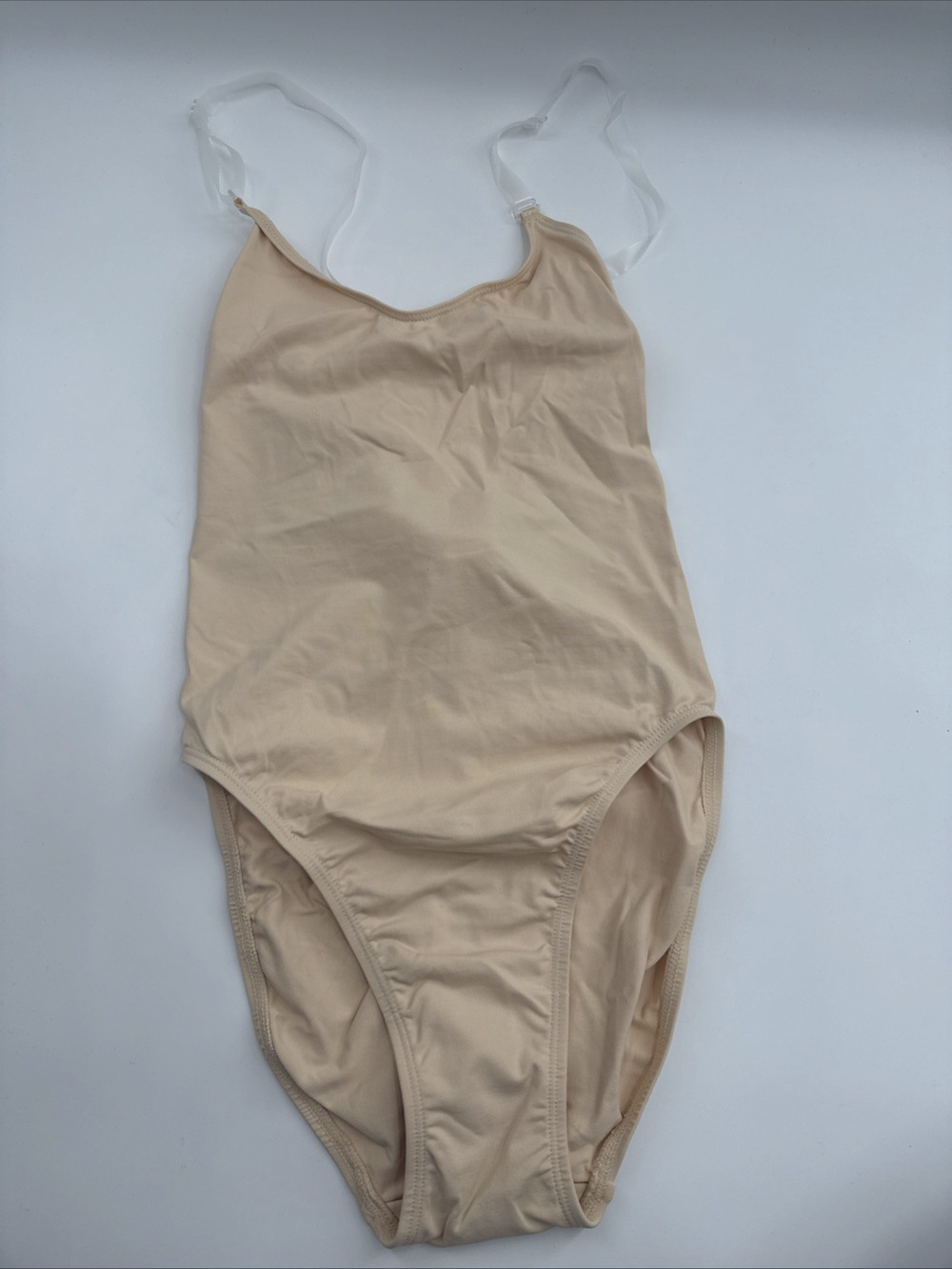 Capezio Womens Camisole Leotard With Clear Transition Straps Nude- Small *READ..